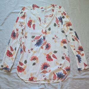 Old Navy Floral Print Blouse - Red, Blue, Yellow